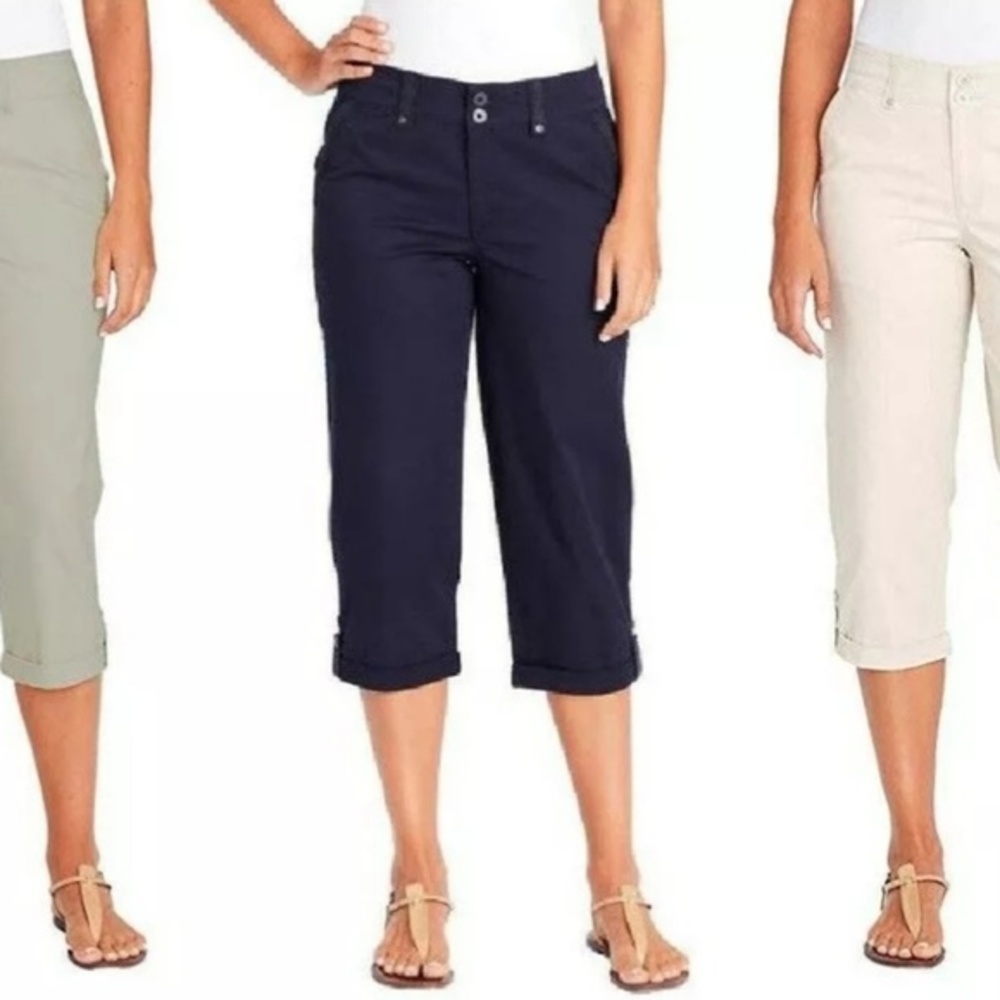 Gloria Vanderbilt cuffed utility capris navy 8